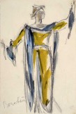 Dimitri Bouchène (1893 - 1993), aquarelle, Costume pour "Electre" de Jean Giraudoux au Théâtre de l'Athénée.