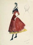 Léonor Fini (1908 - 1996), gouache, Costume pour "Balmaseda" de Maurice Clavel au Théâtre Hebertot.