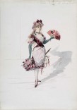 Samuel Marie Clédat de la Vignerie, gouache, Costume "La Vie Moderne" en 1880.