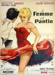 Estampe pour "La femme et le pantin", film de Julien Duvivier avec Brigitte Bardot, Antonio Vilar et Dario Moreno, 1959.