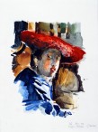 CHAMBAS, D’après Vermeer, Aquarelle, 2001, 28 x 21 cm