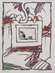 Pierre Alechinsky “Lucarne” Album constitué de 4 gravures Atelier Piero Crommelynck Eau-forte et aquatinte signée et numérotée “27/30” encadrée d’une lithographie 58,5 x 78 cm