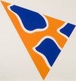 Claude Viallat, Triangle, fond orange, formes bleues Atelier Piero Crommelynck, 1992 Cuivre découpé signé et numéroté “9/20” 83 x 87 cm