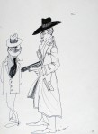 Ettore Scola, E, dessin original à l'encre de chine, non daté, signé, 21x29.7cm.