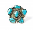 Bague de turquoises Navajo Arizona et Nouveau-Mexique, USA, circa 1900 Argent, turquoises 3 cm