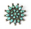 Broche de turquoises Zuni Nouveau-Mexique, USA, circa 1900 Argent, turquoises 4 cm