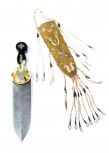 Dague Cree Blackfoot, Fin du 19ème siècle Canada Acier, corne, nacre, argent, ivoire, daim 39 cm