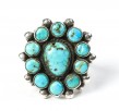 Bague de turquoise Navajo Arizona et Nouveau-Mexique, USA, circa 1910 - 15 Argent, turquoises 2,8 cm