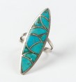 Bague Navajo Arizona et Nouveau-Mexique, USA, circa 1920 - 30 Argent, turquoises 3,8 cm