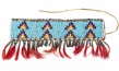 Petite bande perlée Sioux Dakota du Sud, USA, circa 1885 - 1890 Peau, oerles de Murano, cônes de métal, paillettes de fer, crin, sinew, gros fils de coton, lanières de cuir 27 x 6,5 cm