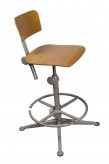 Friso Kramer Tabouret avec dossier Bois et acier 90 x 75 x 75 cm